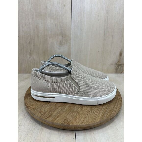 Birkenstock Oswego Tan Canvas Suede Slip On Shoes Unisex Mens 7 Womens 11 - Picture 4 of 9